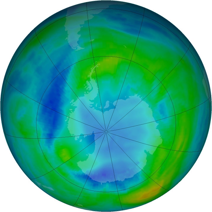Antarctic ozone map for 26 April 1990
